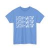 Satan Is Waitin' White Letters Tshirt