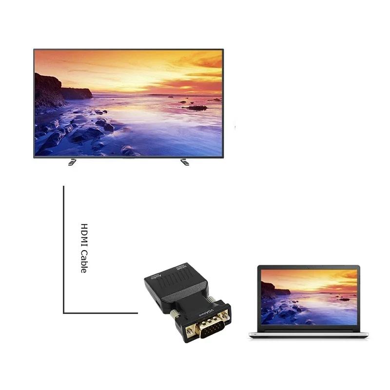 HDMI-compatible to VGA Converter Adapter 1080P VGA Adapter 3.5MM Audio Jack For PC Desktop Laptop to HDTV Projector Video Audio