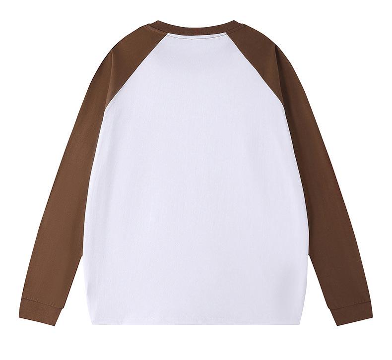 Унисекс Толстовка-футболка с длинным рукавом Color-Block, 260 г Чистый хлопок, Высококачественная заплатка, Круглый вырез