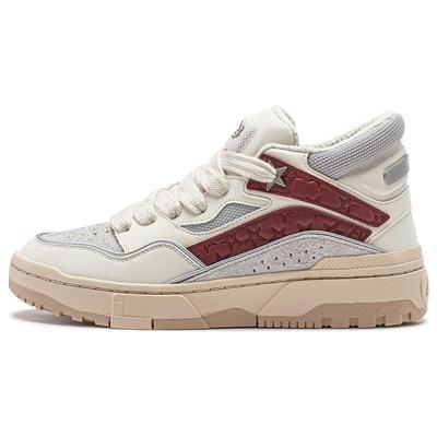 Li Ning Wei Wu Mid Повседневная Универсальная Противоскользящая Прочная Средняя Верхняя Обувь Женские Туфли Белый Серый Красный AGCT498-1