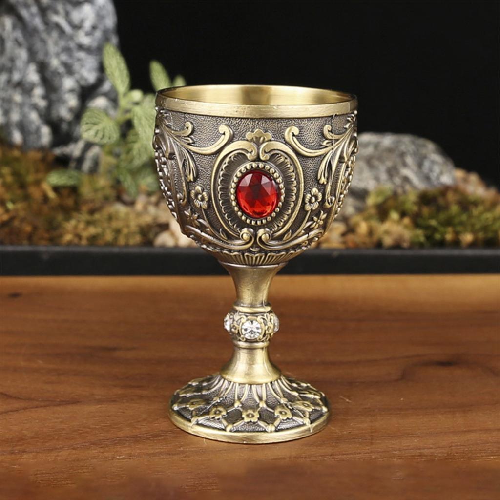 Home Retro Metal Small Wine Cup With Embossed Style Luxurious Whiskey And Red Wine Glass Suitable For Festive Parties