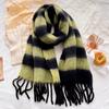 Retro Wool Scarf Women's Winter High-end Sense Versatile Striped Color Matching Warm Knitted Thickened Scarf