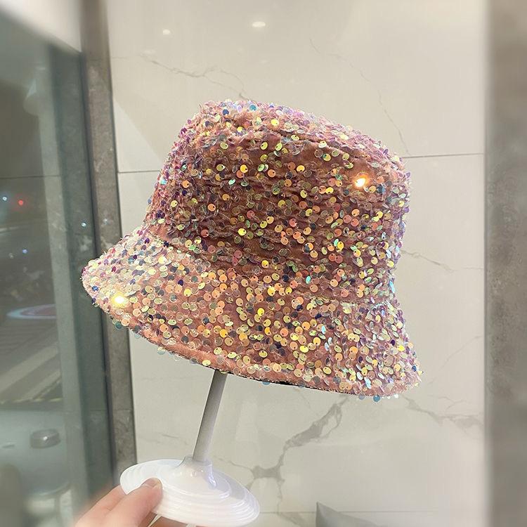 Hat versatile fashion colorful sequined bucket hat street versatile sunshade performance basin hat Internet celebrity
