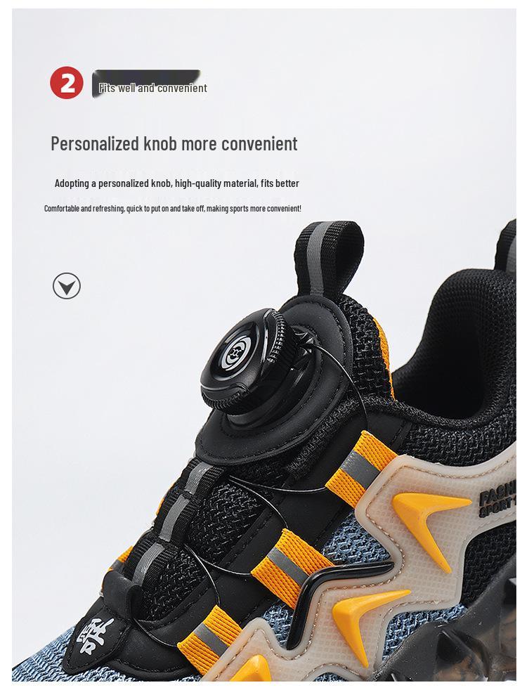 Детские дышащие сетчатые спортивные кроссовки для мальчиков на весну/лето с вращающейся кнопкой