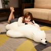55 /70 /100cm Cute Full Lying Polar Bear Plush Pillow Cushion Stuffed Soft White Bear Dolls Sleeping Hug Toys For Children Kids