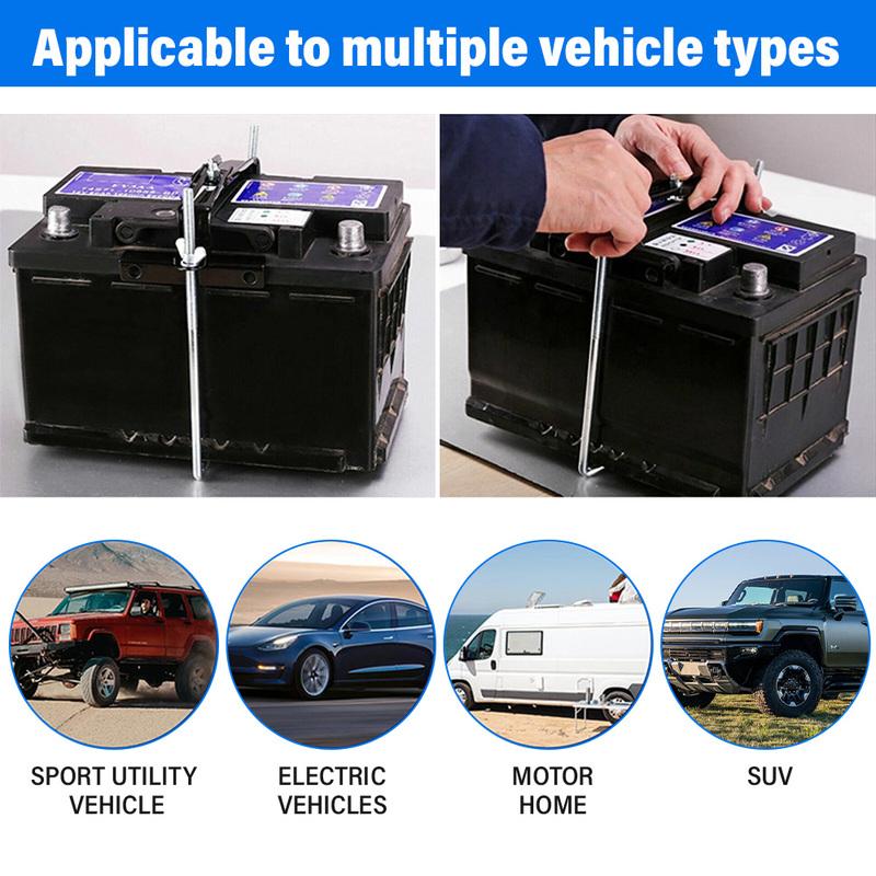 Universal Adjustable Battery Hold Down Crossbar 270mm For Car SUV Truck RV J Bolt Corrosion Resistant Battery Holder 12V