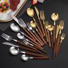 5Pcs Dinnerware Set Stainless Steel Imitation Wooden Handle Tableware Kitchen Restaurant Western Knife Fork Spoon Cutlery Set