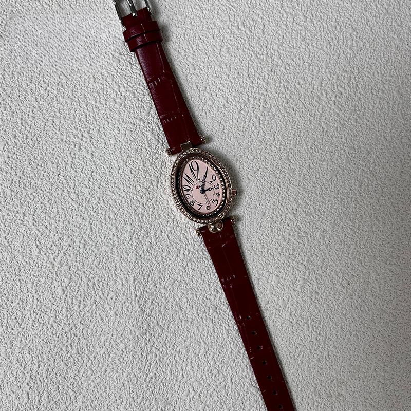 Часы Water Drop Type Retro Light Luxury High-end Водонепроницаемые кварцевые часы Oval Fashion Diamond-Incrinkled Womens Watch