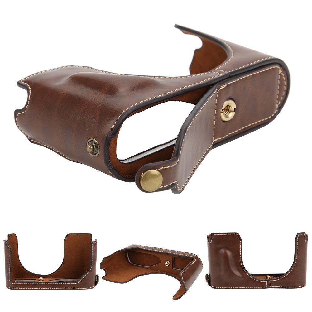 Чехол из искусственной кожи Защитная накладка на половину корпуса для камеры Leica Q2 с отверстием для батарейного отсекакофе