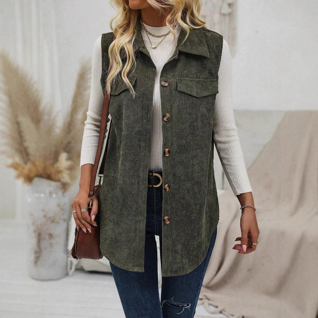 Spring and Autumn Women's Waistcoat, Lapel Cardigan, Casual Commuting Women's Vest