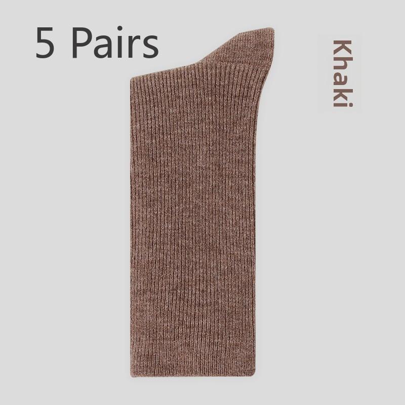 5 пар шерстяных носков, женские зимние носки средней длины, ворсистые носки с двойной иглой, теплые зимние чулки без косточек для женщин