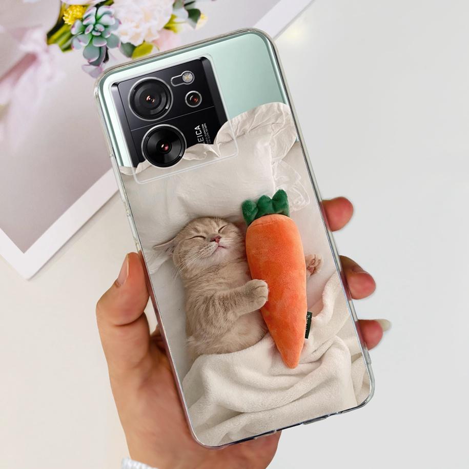 Чехол для Xiaomi 13T Pro Модные цветы Ударопрочный Мягкий силикон Защитный Прозрачный чехол Для чехлов телефона Xiaomi 13T Mi 13TPro Funda