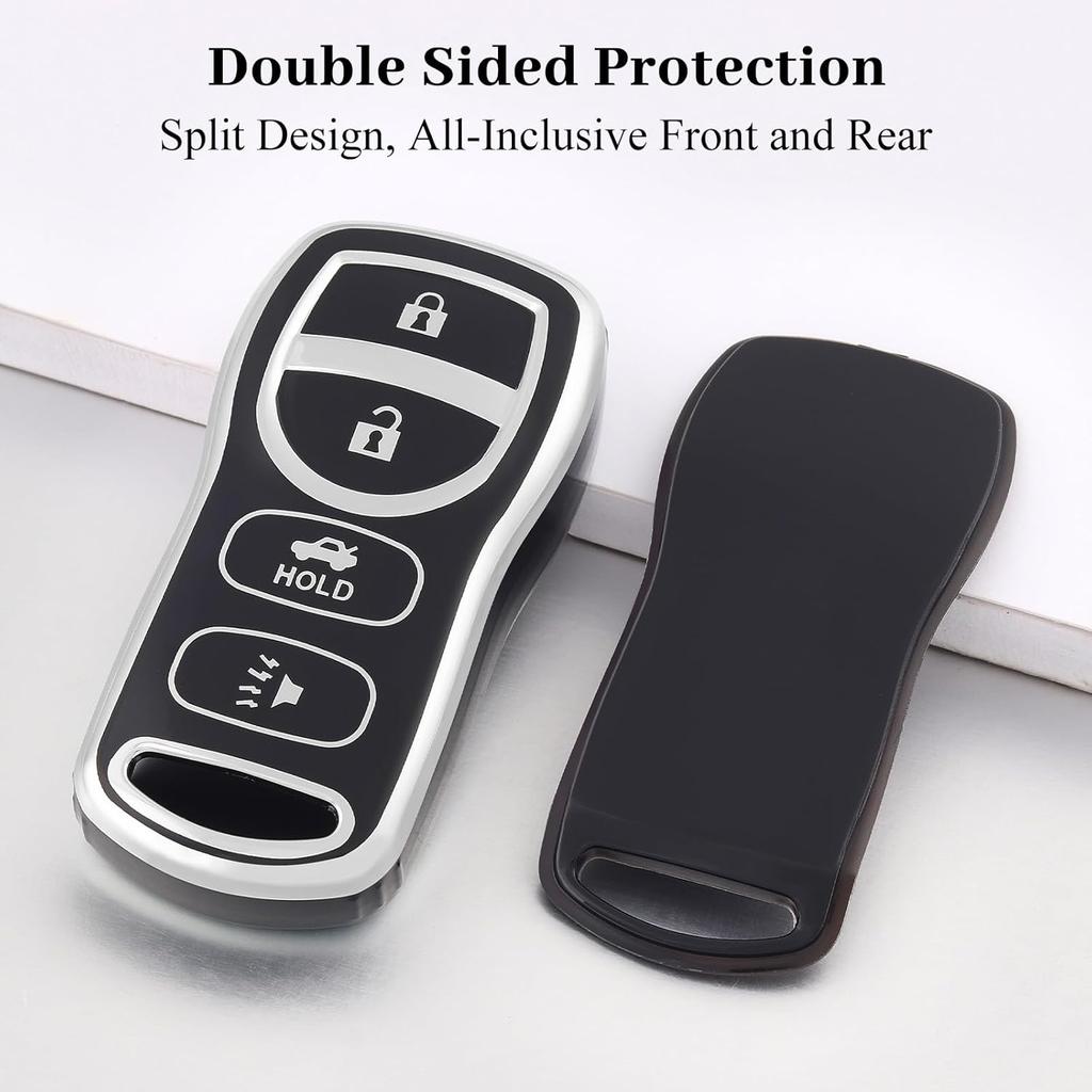 for Nissan Key Fob Cover, TPU Key Fob Case Fit for Nissan Xterra Titan 350Z Quest Altima Maxima Murano Armada Sentra Versa Infiniti QX56 FX35 FX45