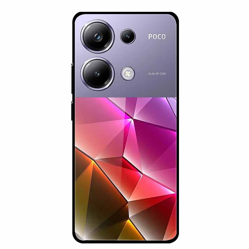 Чехол-накладка для Poco M6 Pro СтеклоЗакаленное Стекло Чехол Жесткая Задняя Панель Защита для Xiaomi Poco P oco M 6 Pro 6.67" Цветные Чехлы для Телефона