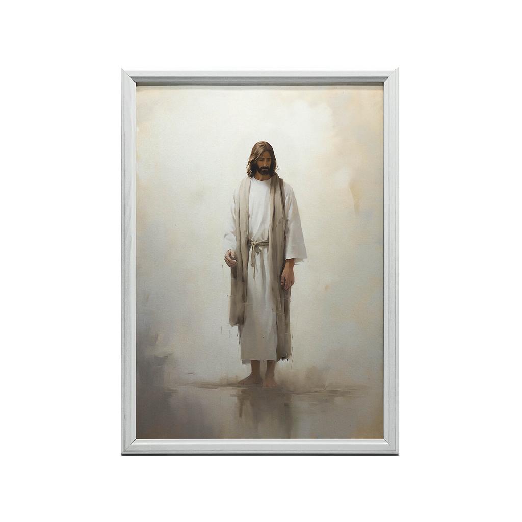 Prayer In Silence - Jesus Prayer In Silence - Jesus, 30X40 Cm, Gold Aluminum Frame, 230 Gsm Matte Paper