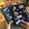 Denim Cover Notebook Binder A5 Size Y2K Kpop Loose Leaf Book With Pen Pocket 100 Sheets Line Grid DIY Diary Album