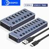 7/10-портовый USB-хаб USB 3.0 док-станция с независимым переключателем, адаптер питания 12 В, светодиодный индикатор для настольного ПК, ноутбука, расширитель USB-портов