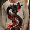 New Trend Street Style High Turning Rate Animal Dragon 3D Printing Cool T-shirt Warm Fashion Casual Men's Long Sleeve Round Neck