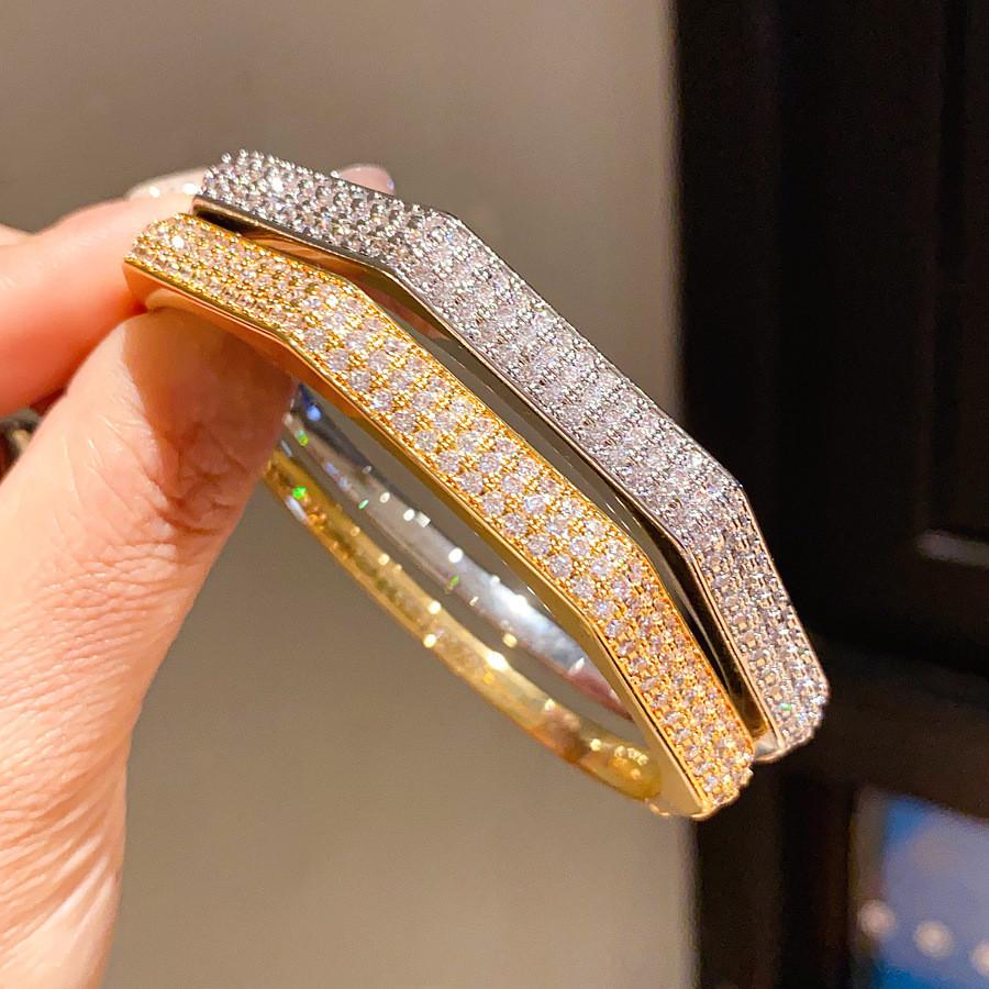 Copper Metal Zircon Clasp Bracelet With Luxury Finish For Formal And Casual Outfits