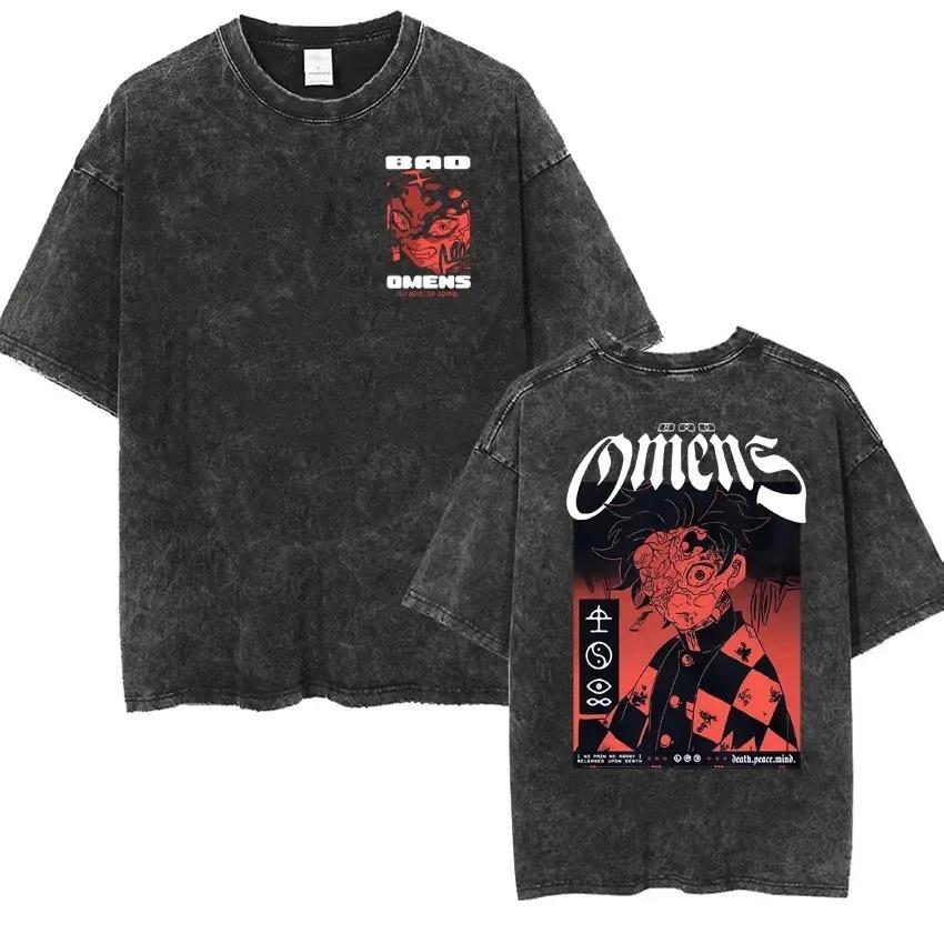 Streetwear Bad Omens Band Music Tour Washed T Shirt Retro 90s Men Women Clothing T-shirt Casual Oversized Tees