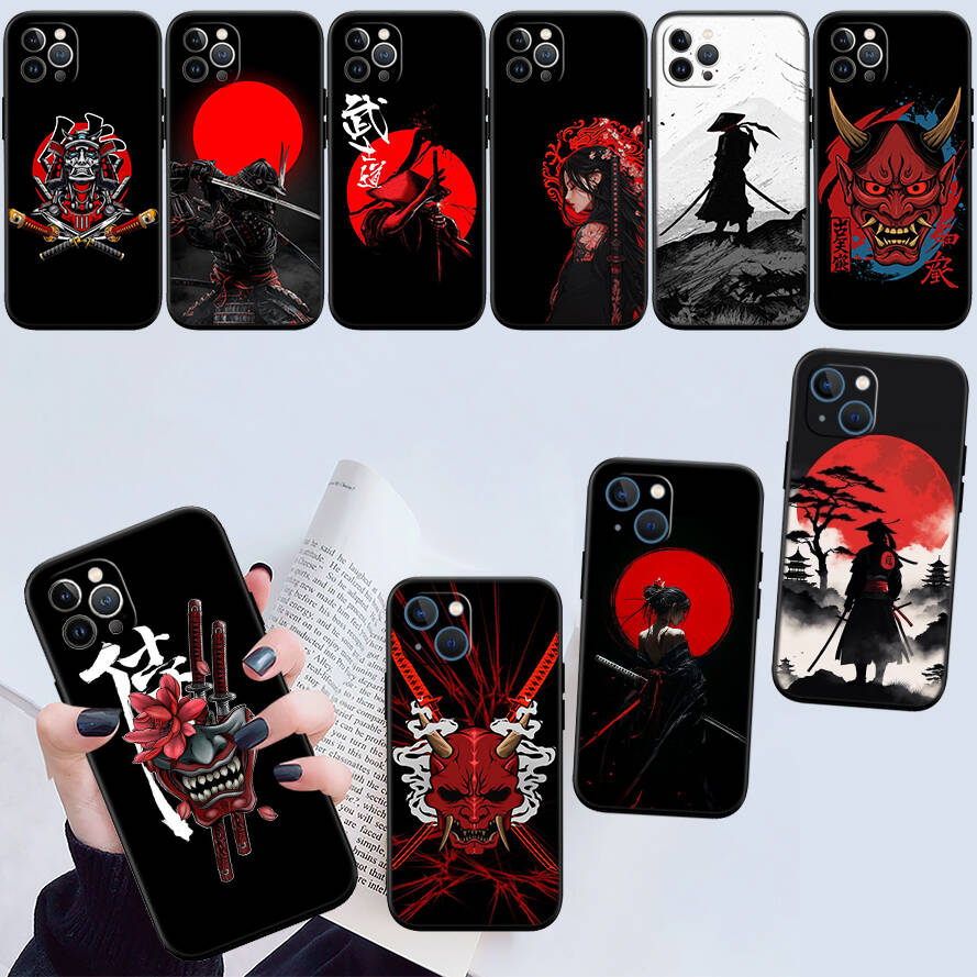 Japan Samurai Mask Shockproof Phone Case for iPhone 6 6s 7 8 11 12 13 14 15 16 17 16E XS Pro Max XR X SE Air