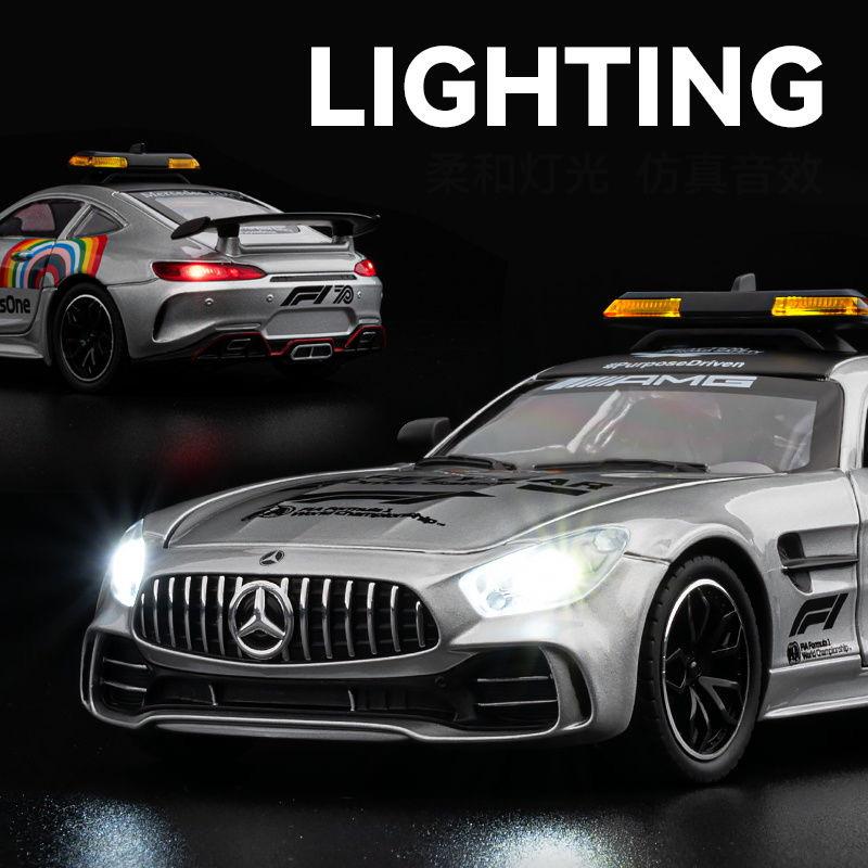 1/24 Benzs AMG GT Safety Car литой миниатюрный автомобиль литой металлический модель звук и свет детские игрушки подарки коллекционные транспортные средства
