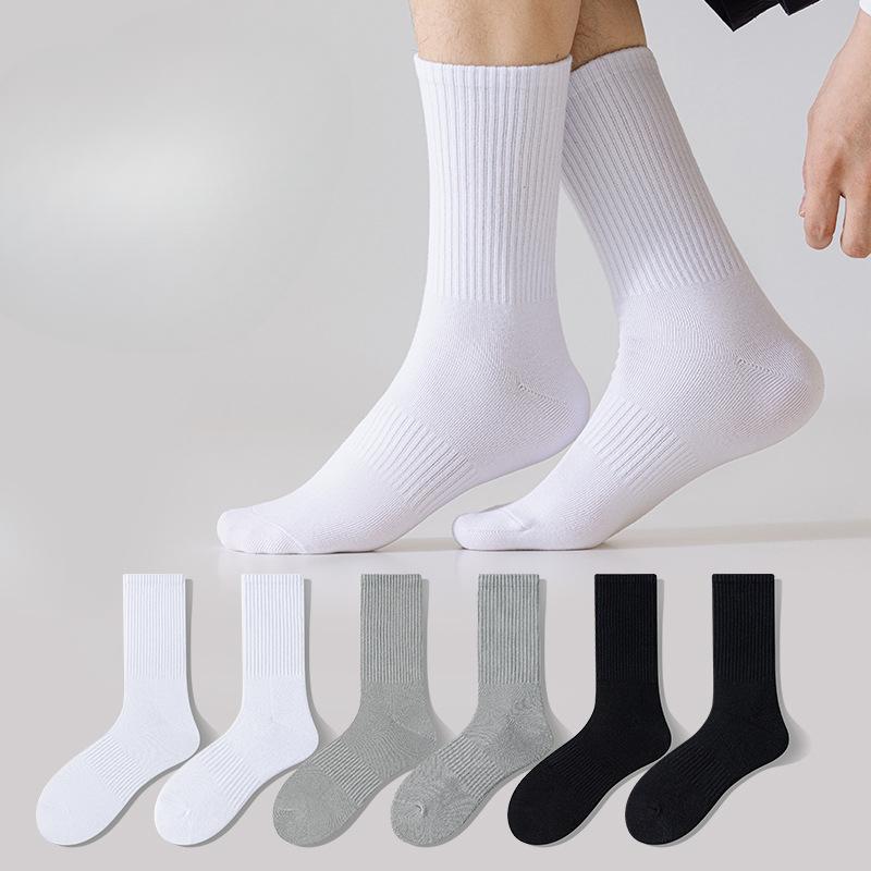 Men's Anti-odor and Sweat-absorbing Summer Thin Mid-calf Socks Breathable and Antibacterial Pure Cotton Versatile Sports Socks