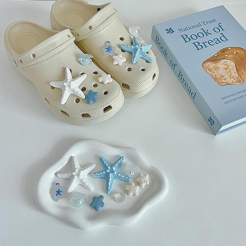 9 шт./набор Океаническая вулканическая порода Морская звезда Сделай сам Съемные аксессуары для обуви для женских пляжных сандалий Шлепанцы Декоративные пряжки
