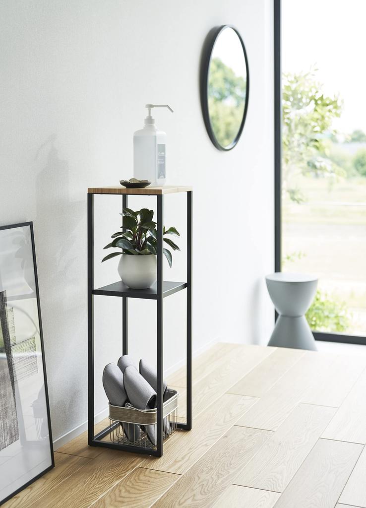 Yamazaki Humidifier Stand, Black, Approx. W25 x D25 x H80cm, Tower, Small ItemPlanter Stand, 5984