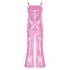 Girls Character Cosplay Costume Spaghetti Straps Bell Bottom Shiny Sequins Zipper Jumpsuit Movie Role Play Dress