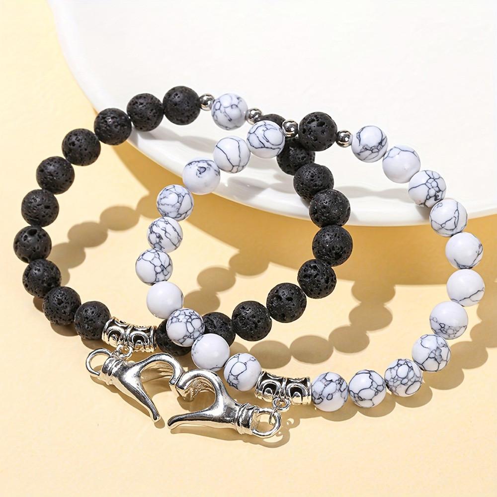 Модный бисерный магнитный браслет для пары из смолы, универсальный подарок на День святого Валентина, аксессуары