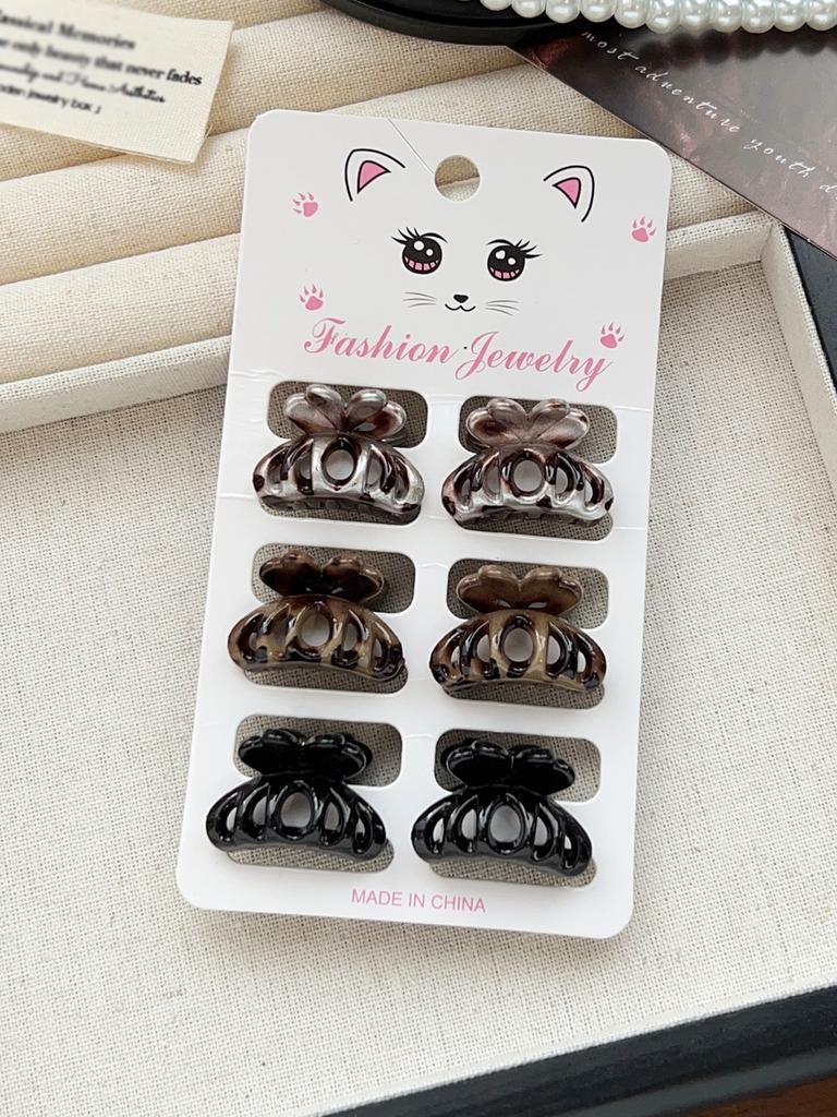 6PCS Tortoise Hair Claw Clips,Non-Slip Small Jaw Clip,Leopard Hair Clamps,Strong Hold Hair Styling Accessories for Women Girls