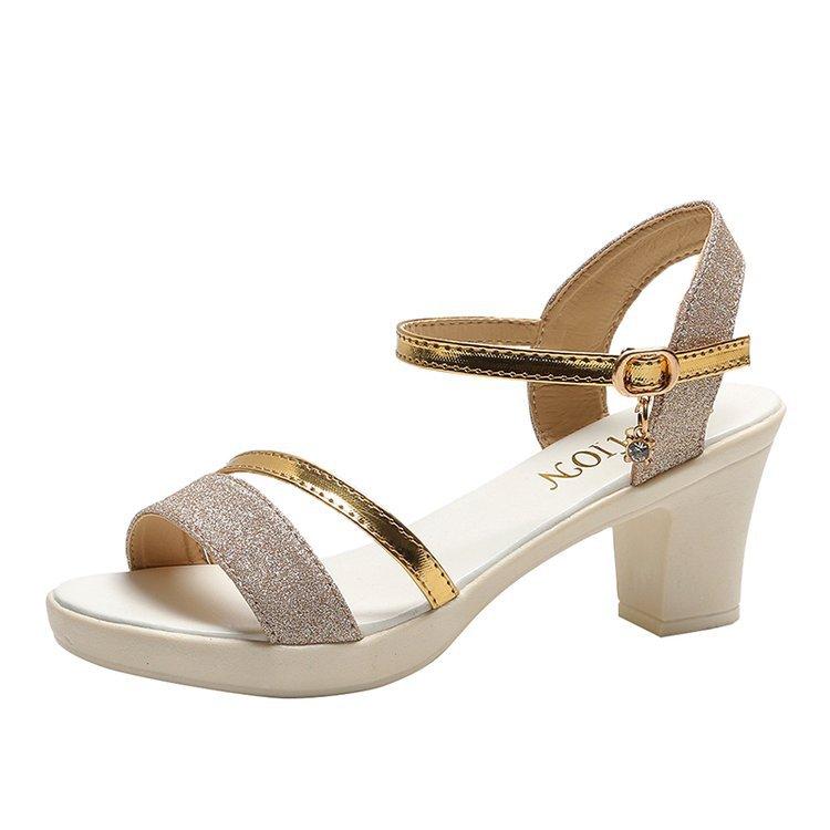 2025 лето новые босоножки на толстом каблуке в стиле феи высокие каблуки односложные пряжки босоножки на высоком каблуке женские