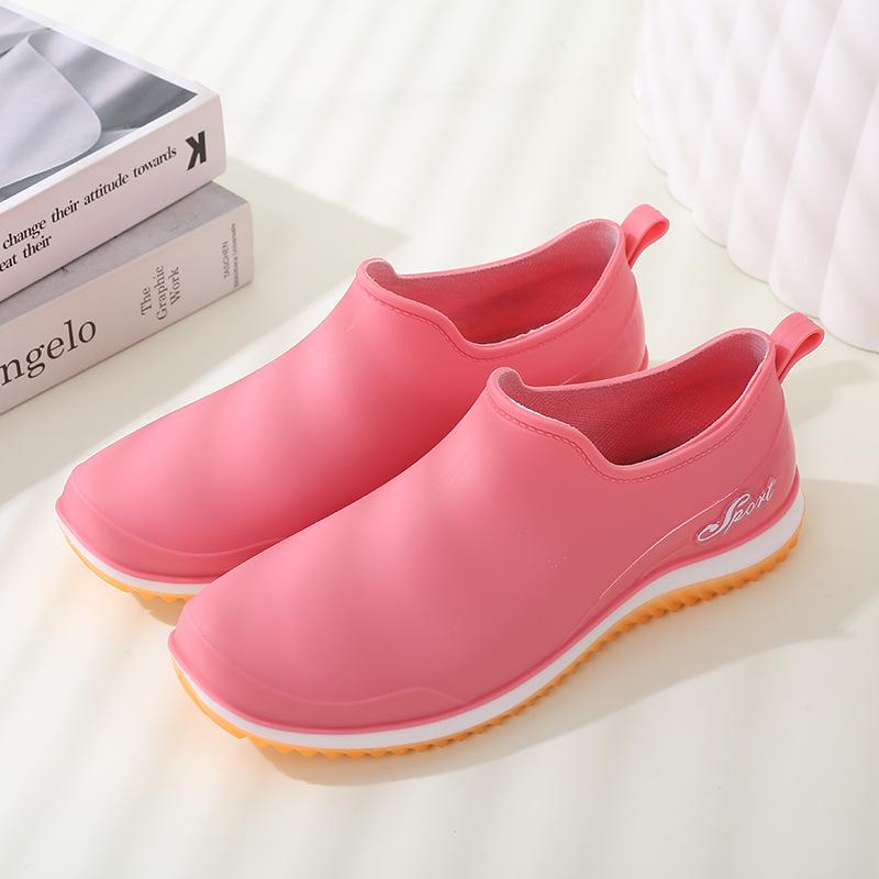 Новые женские модные непромокаемые туфли с неглубоким вырезом и нескользящей подошвой для повседневной носки, износостойкие водонепроницаемые резиновые туфли