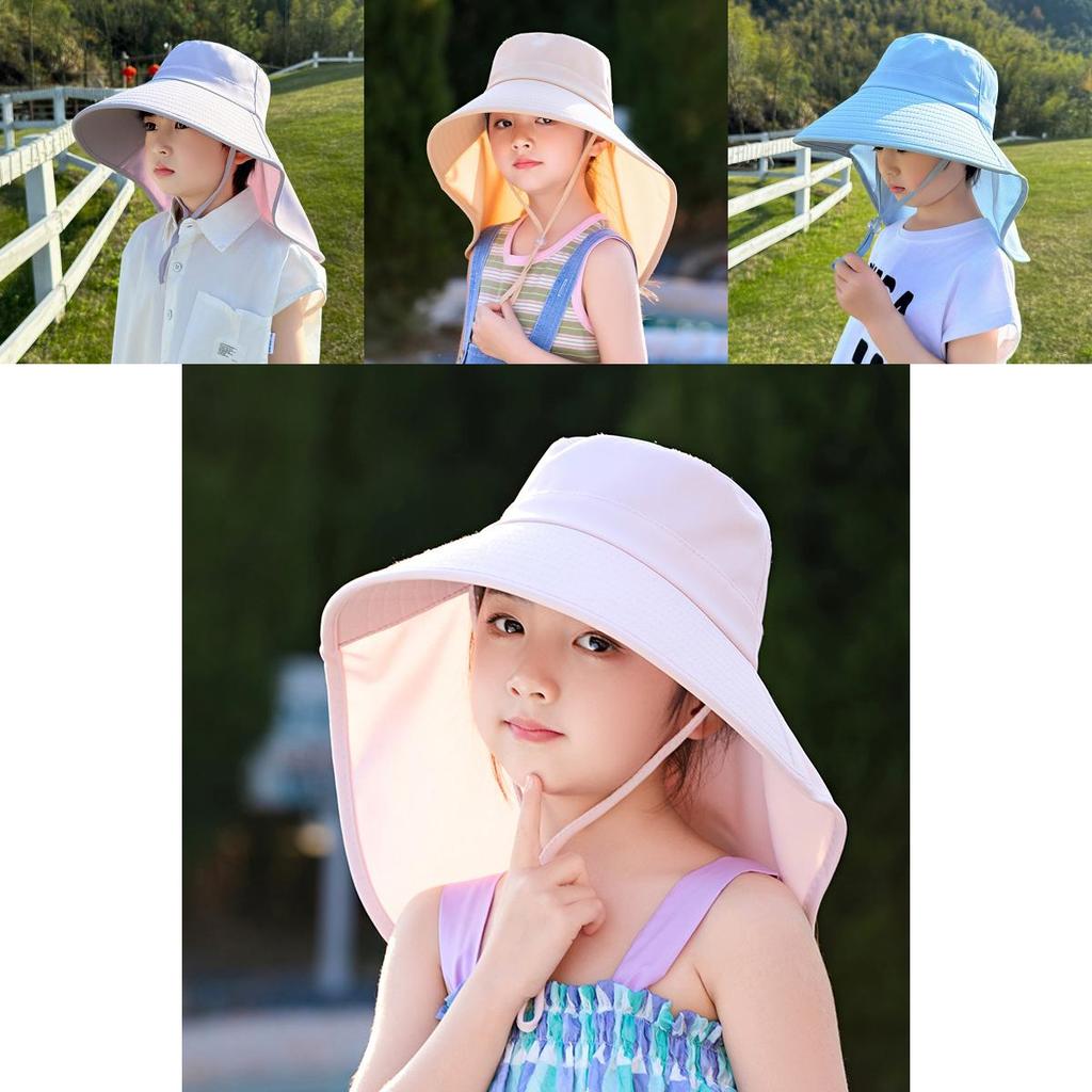 Детская летняя уличная шляпа от солнца с широкими полями и защитой шеи для девочек и мальчиков
