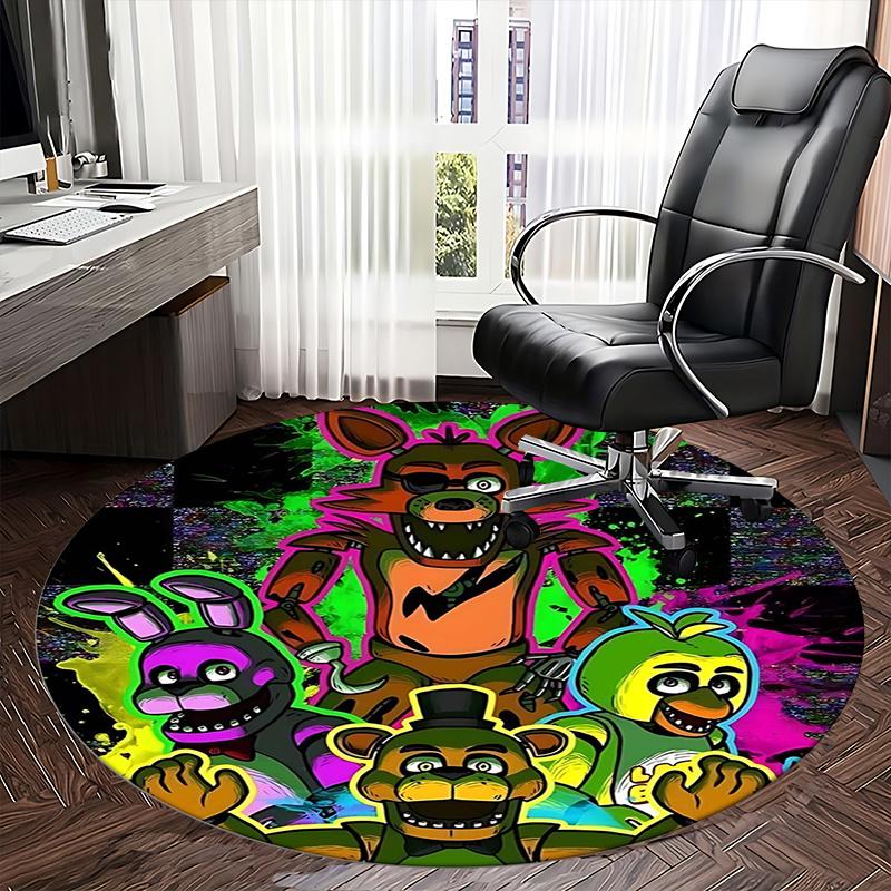 Five Nights at Freddy's, FNAF Коврик под стул Круглый ковер Ковер для офиса, Машинная стирка, Нескользящий, Подходит для гостиных, спален