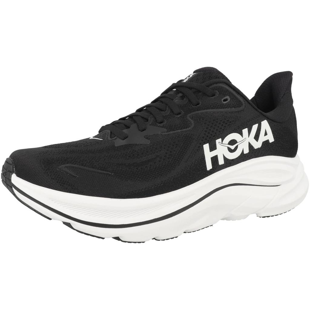 HOKA Clifton 10 Running Black and White Cushioned Sneakers for Walking and Jogging and Size Shoes, (1162030-BWHT), Men's, Ultra-Lightweight, (Black