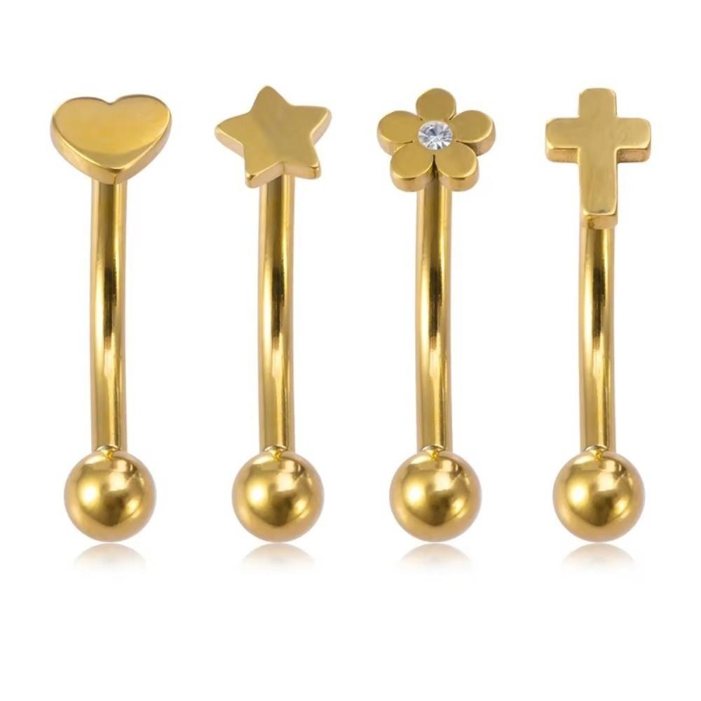 Star Curved Eyebrow Sticks Stainless Steel Punk Body Jewelry  All-gender