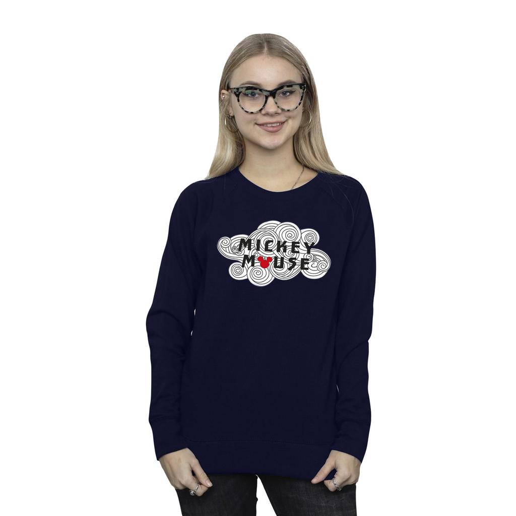 Disney Mens Mickey Mouse Swirl Logo Sweatshirt