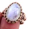Natural Rainbow Moonstone Gemstone 925 Sterling Silver Two Tone Ring Size 9 S7I84