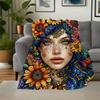 "Bohemian Floral Fantasy Women's Dress"Blanket Flannel Throw Blanket for Sofa, Bed, Travel, Camping, Office, Couch, Chair, And Bed Gift for
