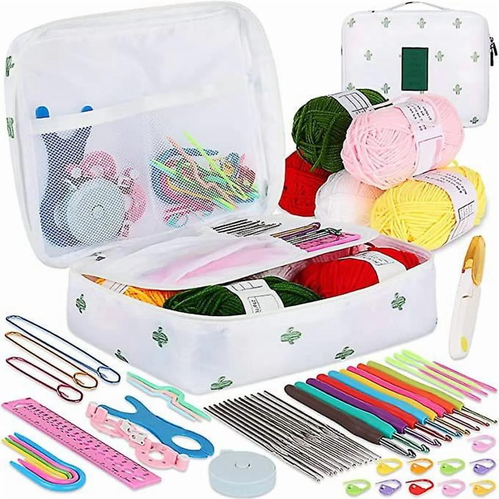 Beginner Crochet Kit For Adults And Kids, Learn To Crochet Kits 58 Piece Crochet Set With Crochet Yarn And Crochet Hook Set
