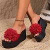 2025 лето новая обувь толстая подошва шлепанцы-маффины женские большой размер модные шлепанцы с цветком женские