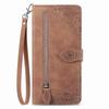 For Xiaomi Redmi Note 13 Pro 5G/Poco X6 5G Zipper Wallet Case with Strap Flower Imprint PU Leather Phone Cover