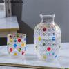 Colorful Dot Glass Carafe and Cup Set - 15oz Borosilicate Drinkware - Ideal for Bedside or Entertaining - Great Birthday Gift