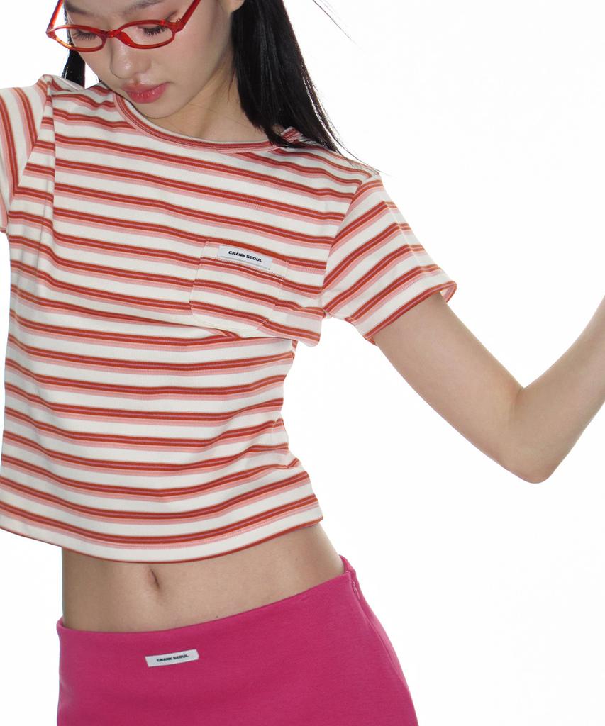 CRANK Striped Pocket Tee_Orange