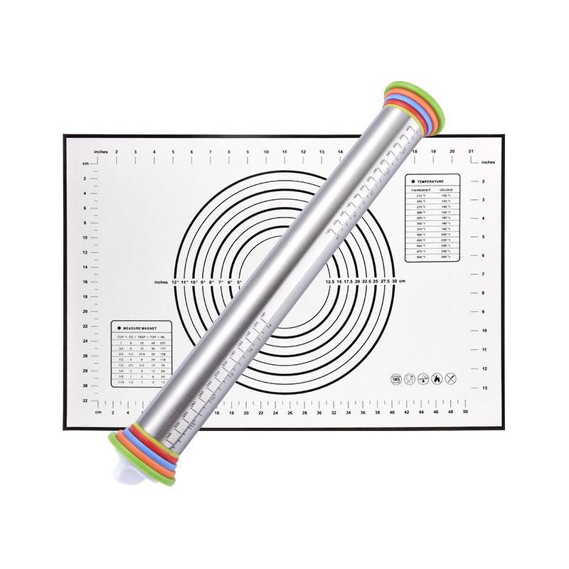 17-дюймовая регулируемая скалка из нержавеющей стали со шкалой, насадками для замешивания и теста