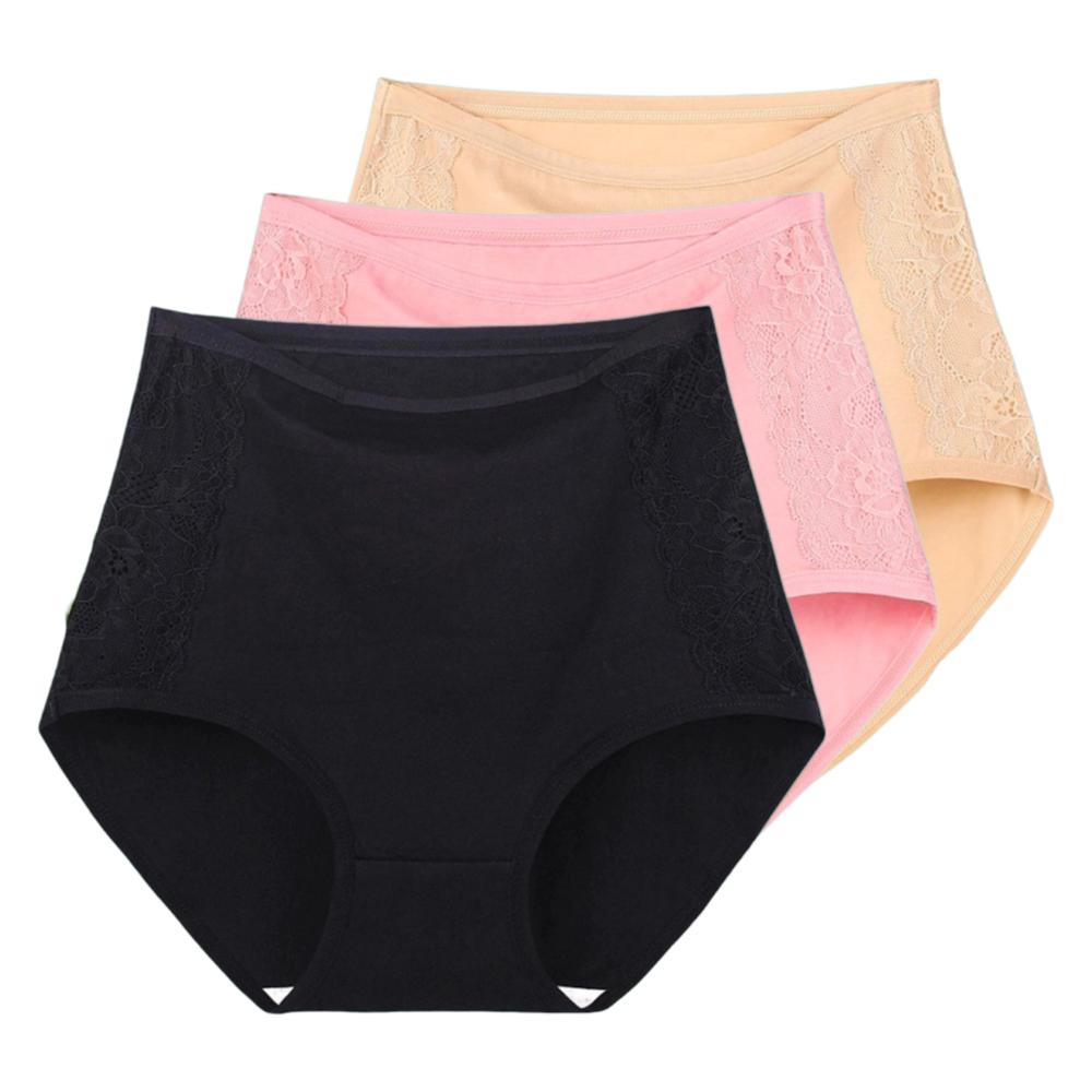 3Pcs High Waist Women's Panties Middle Aged Briefs Cotton Underwear Breathable Ladies Comfort Underpants XL 2XL 3XL 4XL 5XL 6XL