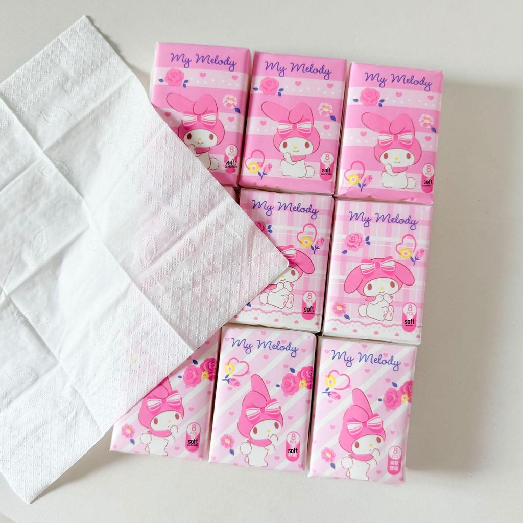 Sanrio Hello Kitty однотонные портативные салфетки, 9 штук