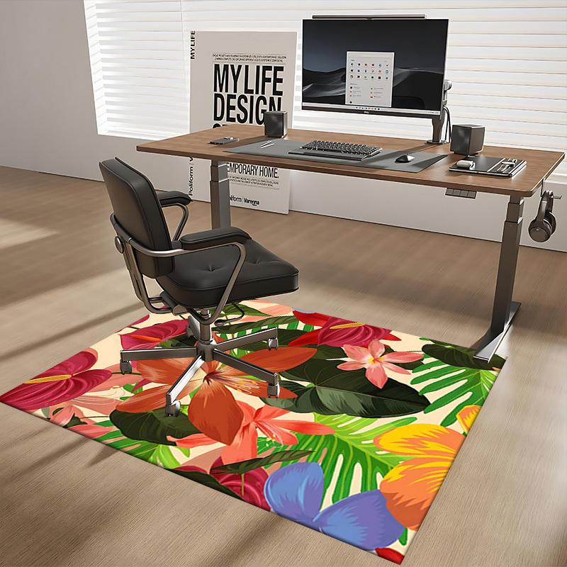 1pc Anime Cartoon Design Office Chair Mat - Amaryllis Floral Pattern, Non-Slip Carpet for Home and Office Decor, Suitable for All Seasons.A024
